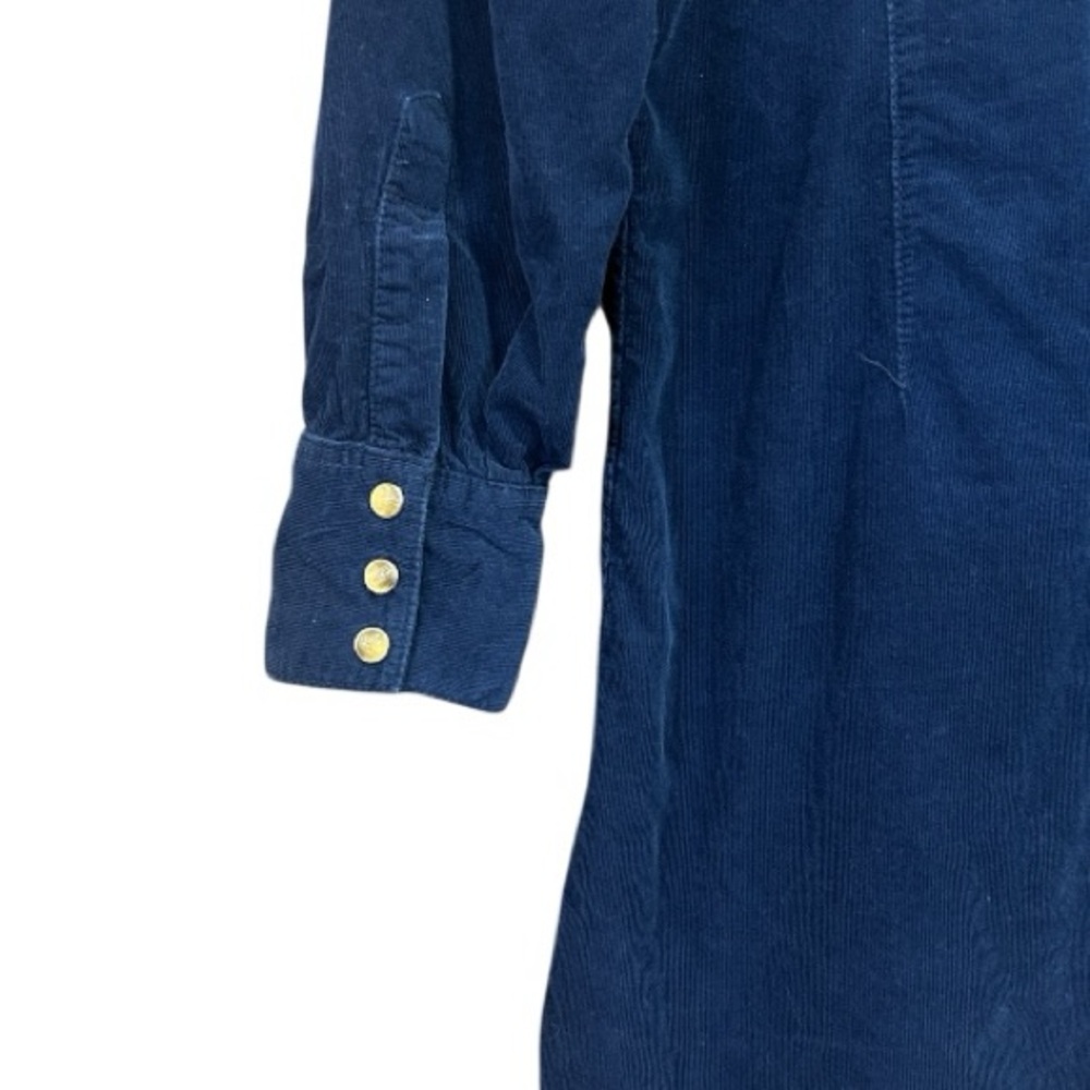 Ivy Jane Navy Blue Corduroy Embroidered Pearl Snap Dress Size Small - Picture 7 of 11